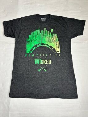Wicked New York City Graphic Tee - Dark Gray with Green Print